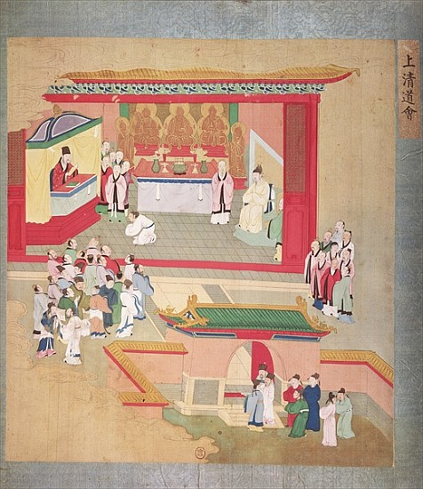 Emperor Hui Tsung (r.1100-26) practising with the Buddhist sect Tao-See, from a History of the Emper von Chinese School