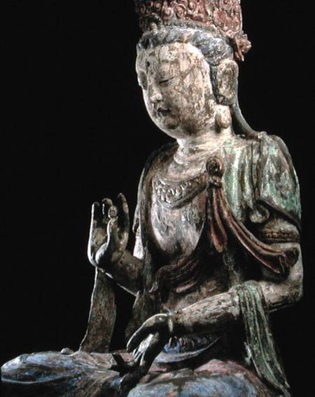 Large seated bodhisattva with hands raised von Chinese School