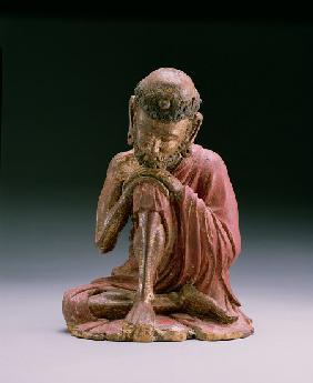 Red lacquer figure of Sakyamuni, the founder of the Buddhist faith, emerging from the mountains, Yan