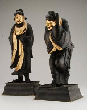 Pair of Taoist officials, Yuan or early Ming dynasty rcel Yuan or ea