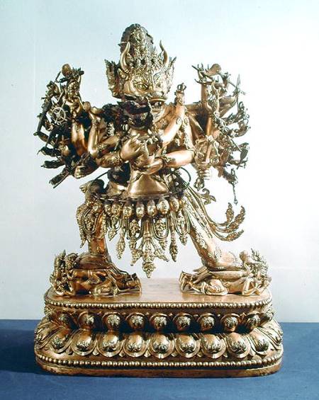 Vajrabhairava, aspect of Yamantaka, the guardian of the law, Qing Dynasty von Chinese School
