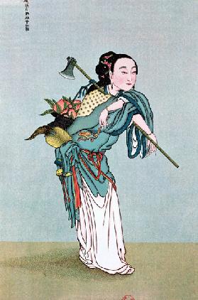 Ma Kou Carrying Medicinal Plants, from a work by Father Henri Dore, late 19th century (colour litho) 1589