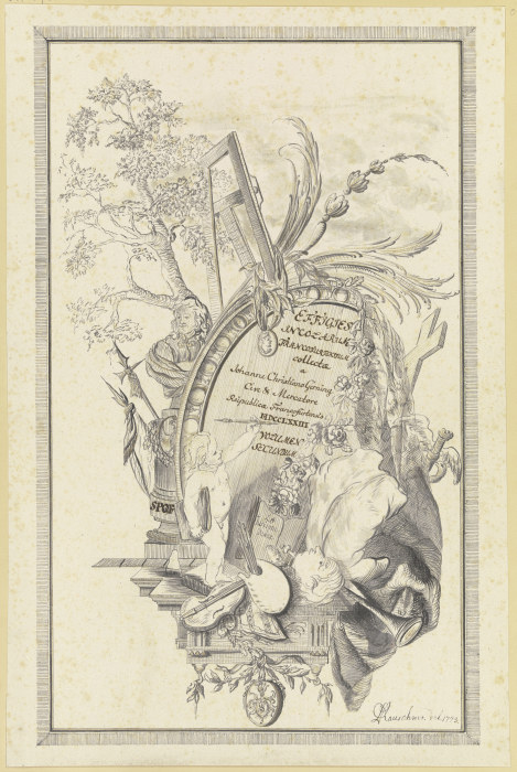 Entwurf zu einem Titelblatt für Johann Christian Gernings Sammlung von Frankfurter Porträts von Christian Benjamin Rauschner