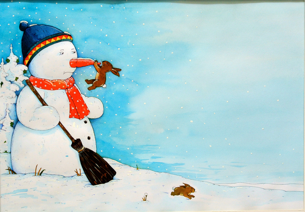 Snowman with Little Rabbit von Christian  Kaempf