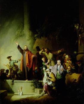 The Raising of Lazarus (oil on canvas) 16th