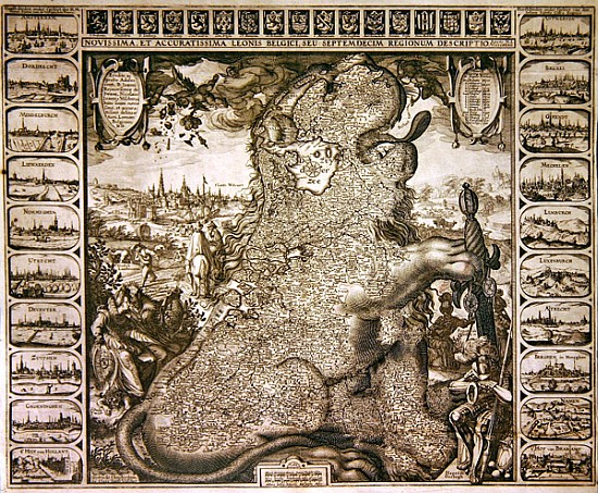 The seventeen regions of the Belgian lion, c.1583 von Claes Jansz Visscher