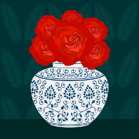 Ming vase with Roses 2017