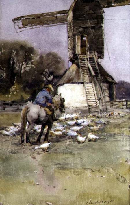Horseman by a Windmill von Claude Hayes