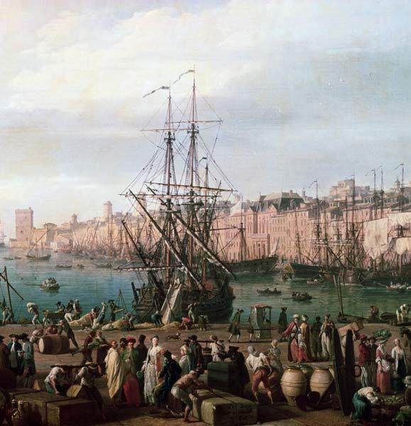 Morning View of the Inner Port of Marseille and the Pavilion of the Horloge du Parc, 1754 (detail of