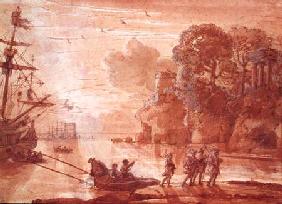 The Disembarkation of Warriors in a Port, possibly Aeneas in Latium 1660-65  &