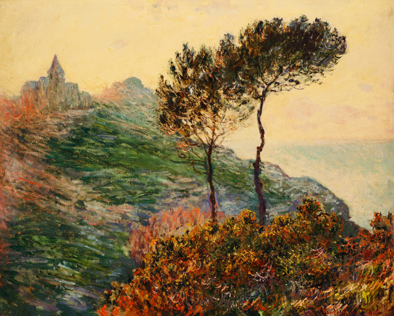 Die Kirche von Varengeville im Gegenlicht von Claude Monet