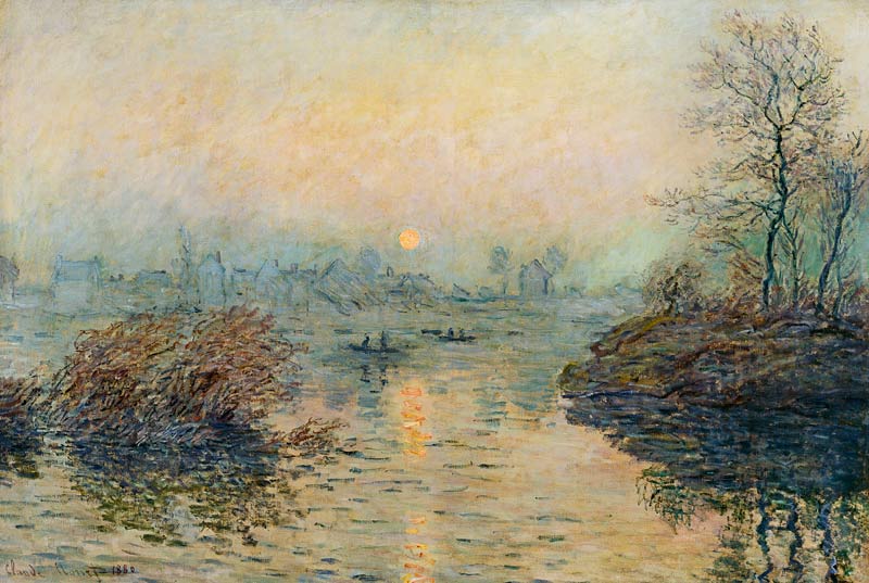 Sun Setting over the Seine at Lavacourt. Winter Effect von Claude Monet