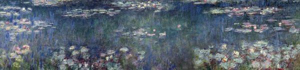 Waterlilies: Green Reflections, 1914-18 (left and right section) von Claude Monet