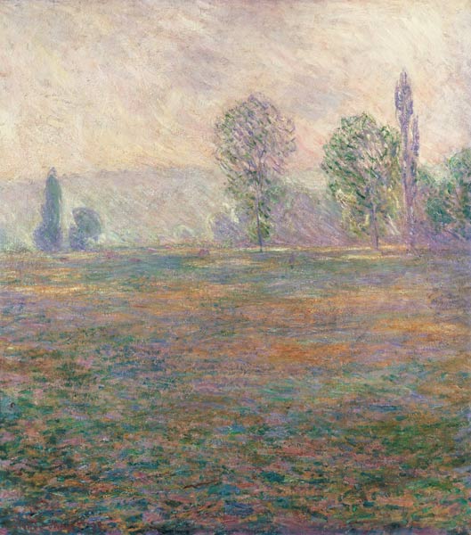 Wiesenlandschaft im Frühdunst bei Giverny von Claude Monet