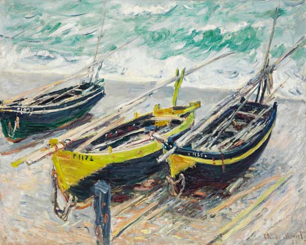 Drei Fischerboote von Claude Monet