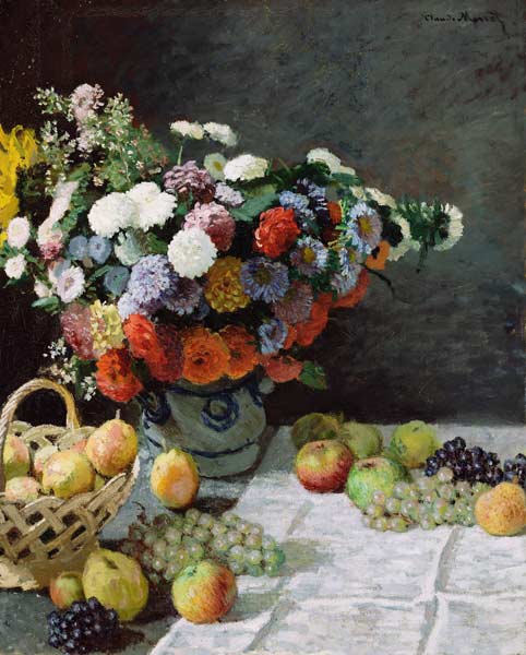 Stillleben mit Blumen und Früchten von Claude Monet