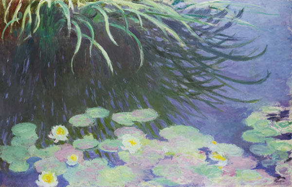 Nymphéas avec reflets de hautes herbes von Claude Monet