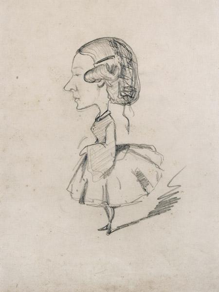 Young girl in profile with a sharp nose, c.1858 (pencil on paper) 19th