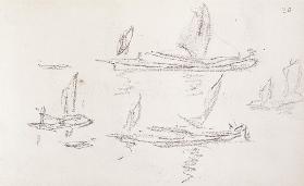 Study for London series, Boats on the Thames cil on