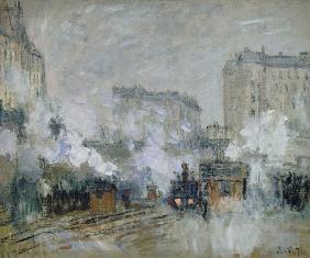 Exterior of the Gare Saint-Lazare, Arrival of a Train 1877