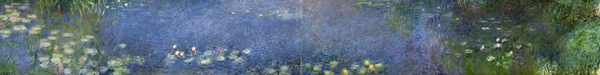 Seerosen: Morgen (links, Mitte links, Mitte rechts und rechter Abschnitt) von Claude Monet