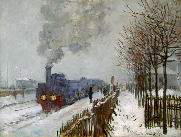 Zug im Schnee, die Lokomotive von Claude Monet