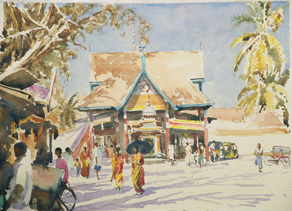 623 Temple visit, Haripad von Clive Wilson