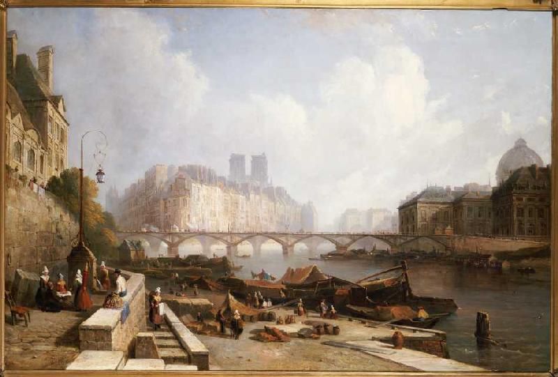 Blick auf die Ile de la Cité, vom Quai du Louvre aus, die Brücken Pont des Arts und Pont Neuf im Vor von Colet Robert Stanley