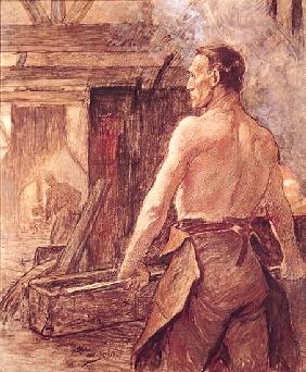 Foundry Worker, 1902 (pastel & gouache on paper)