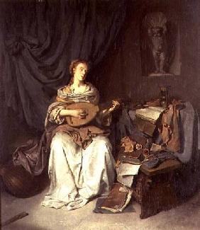Girl Singing and Playing a Lute