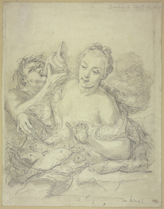 Mädchen mit Triton und Fischen von Cornelis de Wael