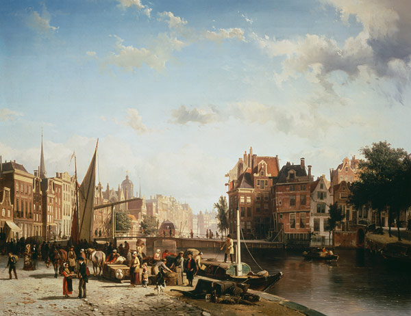 Amsterdam, Rokin und Langebrugsteeg von Cornelius Springer