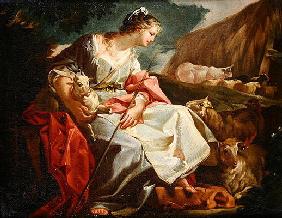 Rebecca as Shepherdess (oil on canvas) 1876