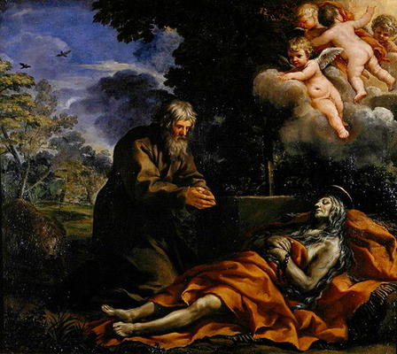 Death of Saint Mary of Egypt (oil on canvas) von Pietro  da Cortona,