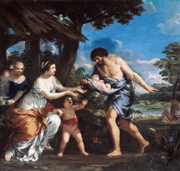 Faustulus entrusting Romulus and Remus to his wife Acca Larentia c.1643