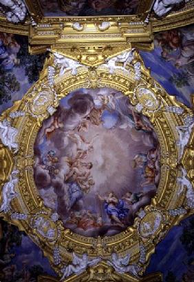 The 'Sala di Apollo' (Hall of Apollo) detail of ceiling decoration depicting Cosimo I de'Medici (151 c.1647