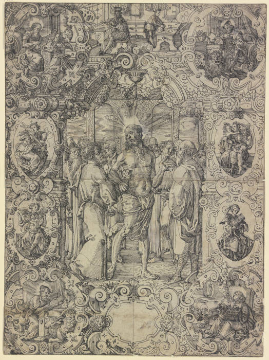 Scheibenriss mit Christus und dem ungläubigen Thomas von Daniel Lindtmayer d. J.