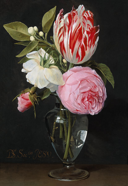 Blumen in einer Glasvase von Daniel Seghers