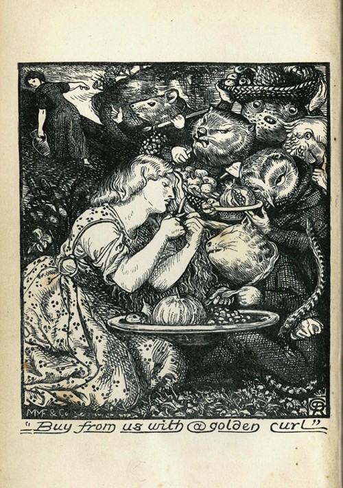 Frontispiz für "Goblin Market and Other Poems" von Christina Rossetti von Dante Gabriel Rossetti