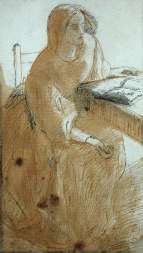 Lizzie Siddal (1832-62) (pen & ink and w/c on paper)