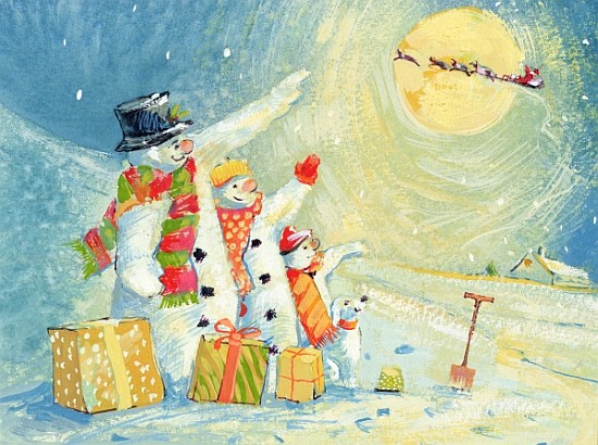 Santa Delivering Presents to the Snow Family  von David  Cooke