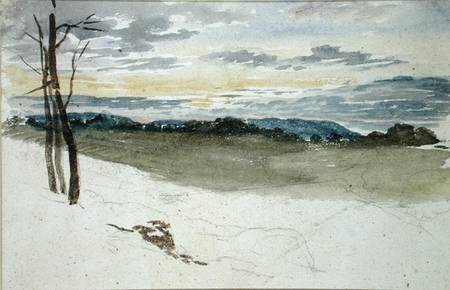 A Woodland Landscape at Sunset (pencil and w/c on paper) von David Cox