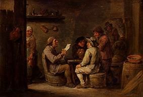 Gruppe im Wirtshaus mit Lesendem. von David Teniers