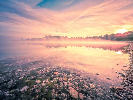 Schladitzer See im Nebel und Sonnenaufgang 3 2023