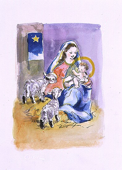 Two Curious Lambs, 1996 (w/c)  von Diane  Matthes
