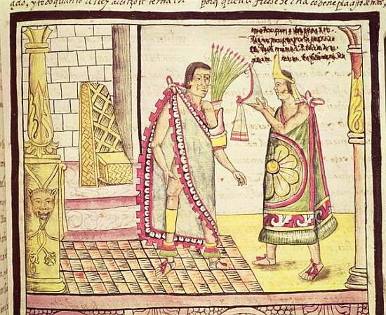 Fol.152v The Crowning of Montezuma II (1466-1520) the Last Mexican Emperor in 1502 von Diego Duran