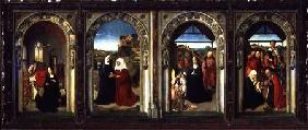Triptych showing the Annunciation, the Visitation, the Adoration of the Angels and the Adoration of c.1445