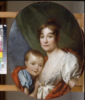 Porträt von Fürstin Ekaterina Alexandrowna Schachowskaja (1777-1846) mit Tochter 1807