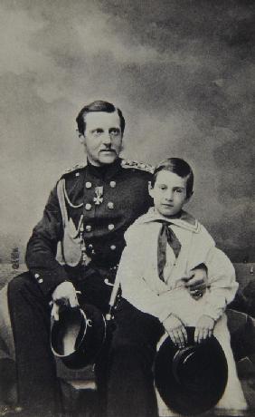 Porträt von Großfürst Konstantin Nikolajewitsch von Russland (1827-1892) mit Sohn Nikolai Konstantin