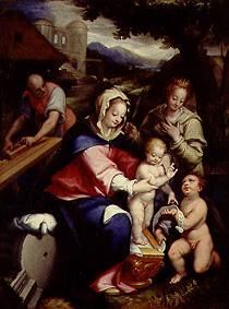 Die heilige Familie mit Katharina und Johannes. von Dionisio or Denis Calvaert